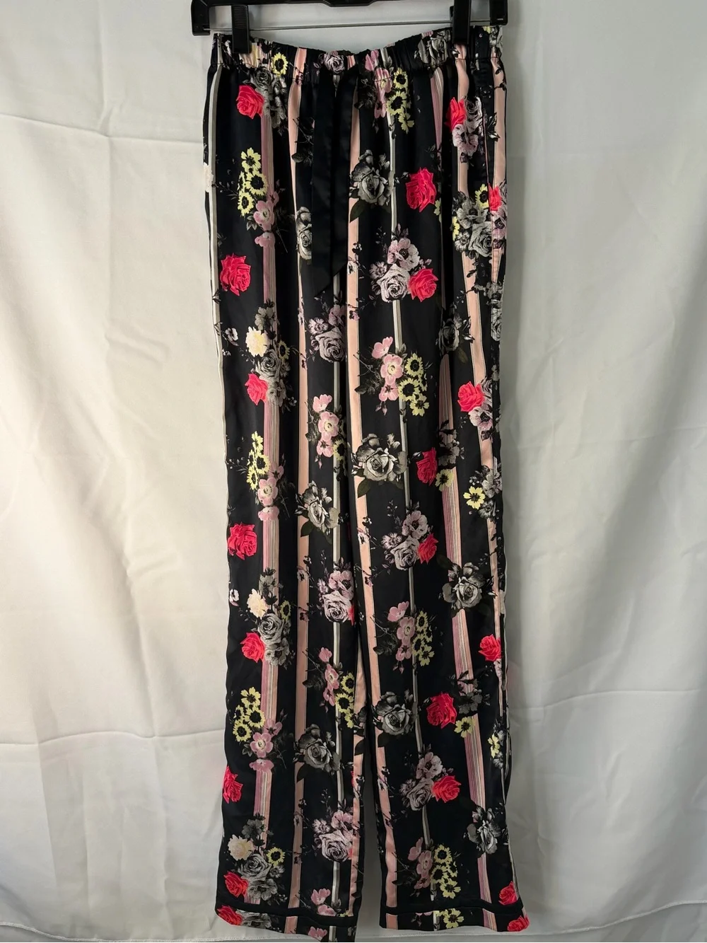Vintage Victoria Secret Floral Striped Satin Pajama Set